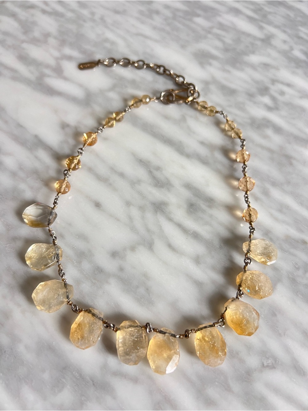 Gold Citrine Glass Beaded Necklace - Women Jewelry